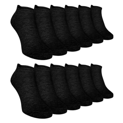 Image of 12 Pair Multipack Mens Quarter Trainer Socks Sock Snob Cotton Short Low Cut (4 6, Black)