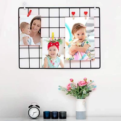 Image of 1 Pack Wire Wall Grid Panel Photo Display Gridwall Metal, Black &amp; Magnetic Panels Mesh Storage Organizer Picture Frame Hanging Home, Office Kitchen Décor Notice Board
