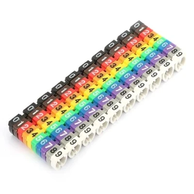 Image of Clip on String Wire Marking Boxed Plastic Digital Number Label Tube Set Colorful Cable Marker (100PCS KCM 6MM)
