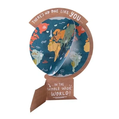 Image of Hallmark Fathers Day Card for Dad, Pop Up World Globe Design, Blue, Brown
