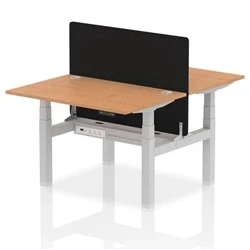 Image of Air B2B 1200x800mm Adjustable 2P Bench Desk CP Oak/Silver + Screen