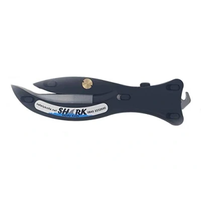Image of Shark Enclosed Blade Safety Box Cutter with Retractable Hook (Black)