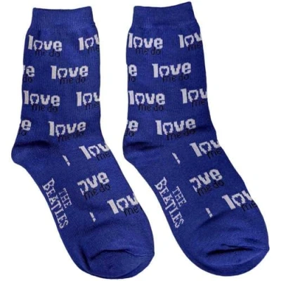 Image of SOCKSHOP Music Collection 1 Pair The Beatles Cotton Socks Love Me Do Blue 7 11 Unisex
