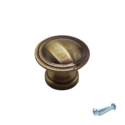 Image of M4TEC Interior Kitchen Cabinet Door Knobs Cupboards Drawers Bedroom Furniture Pull Handles Antique Brass. VE5 Series: 28 mm