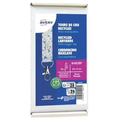Image of Avery Recycled Floral Pre Printed Lanyard with 2cm Wide Carabiner Pack of 1