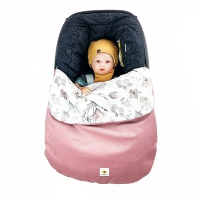 Image of Foot Muff Leg Cover for Any Baby Car Seat Blanket Universal Adjustable Elastic Closure Band (Pink)