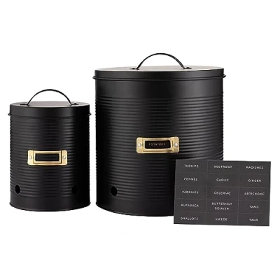Image of Typhoon Otto Black Set Of 2 Root Vegetable Storage Tins