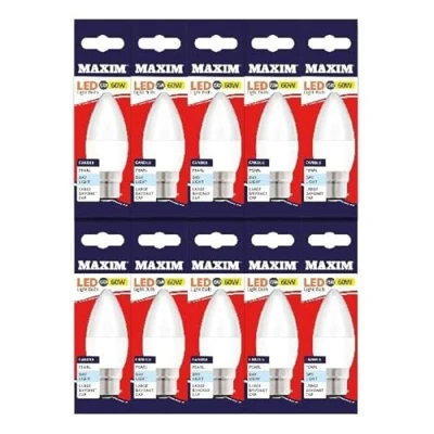 Image of Maxim LED Candle Bayonet Cap (Daylight White) 7.5watt (60watt) 806 Lumen (Pack 10) 60MLCBCDL5X10