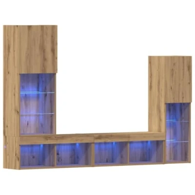 Image of vidaXL TV Cabinet with LED Lights Artisan Oak 40.5x30x102 cm