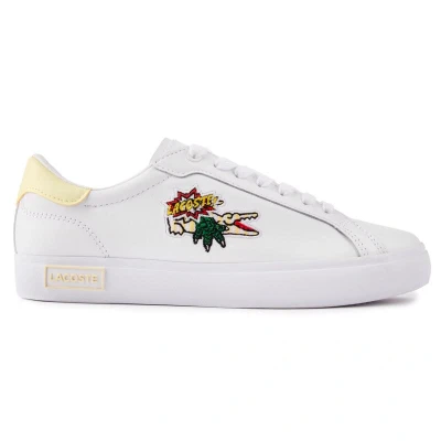 Image of Lacoste Womens Powercourt Trainers White Leather Size UK 6