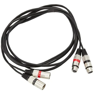 Image of Pulse PLS00205 Twin 3 Pin XLR Male to Female Lead, 3m, Black