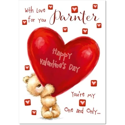 Image of doodlecards Partner Valentine&#039;s Day Card Teddy and Giant Love Heart Medium Size with Plain Envelope