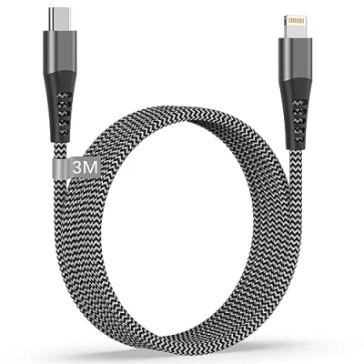 Image of USB C to Lightning Cable 3M,USB iPhone Charger 3M Fast Charge [MFi Certified], Nylon Charging Lead Wire for Apple 14 Pro Max/14 Plus/13/12/11/X/8