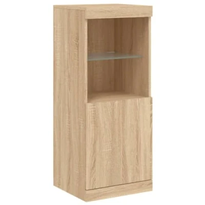 Image of vidaXL Sideboard with LED Lights, Storage Cabinet for Living Room, Cupboard Storage, Hallway Side Highboard, Modern Style, Sonoma Oak