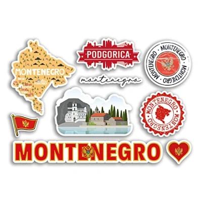 Image of A5 Sticker Sheet Montenegro Vinyl Stickers Europe Country Holiday Flag Travel #78469