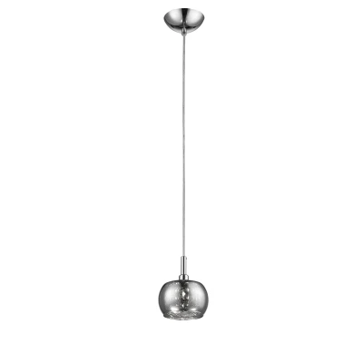 Image of Deni 1 Light Glass With Beads Chrome Dome Pendant Ceiling
