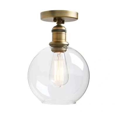 Image of Yosoan Lighting Loft Bar Ceiling Pendant Light Fitting for Kitchen Island Living Room Bedroom Dining Bathroom, Globe Clear Glass Shade (Antique)