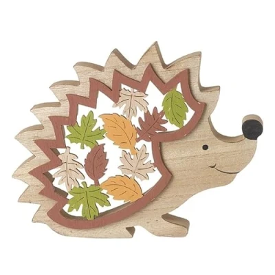 Image of Heaven Sends Autumnal Leaf Wooden Hedgehog Decoration
