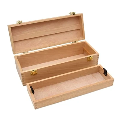 Image of PAINTERSISTERS® Pauli Utensil Case, 36 x 13 11 cm Box Made of Sustainable Beech Wood, Painting Organiser with Handle and Removable Insert, for Art Supplies, Tools, Hobby, Sewing Kit, Jewellery