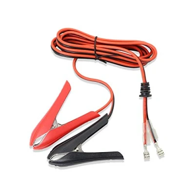 Image of GELRHONR Car Battery Alligator Clips with Crimp Lock Terminal,12V 24V Clamp Cable Extension Cable,18 AWG 10A 1.8m