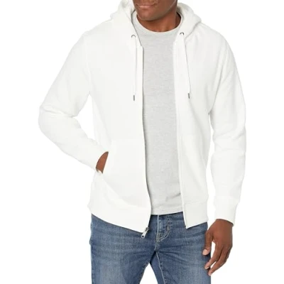 Image of Amazon Essentials Men&#039;s Full Zip Fleece Hoodie (Available in Big &amp; Tall), Bright White, S