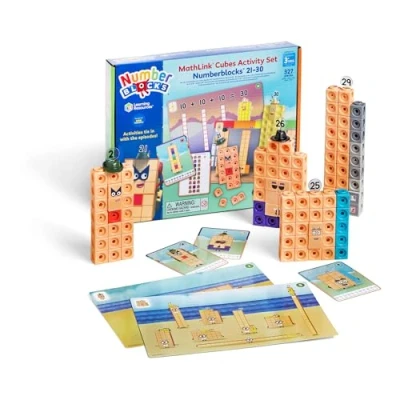 Image of Learning Resources MathLink Cubes Numberblocks 2130 Activity Set, Toys for 3 Year Old Boys and Girls, 20 Activities Related to the TV Series, Sensory Autism