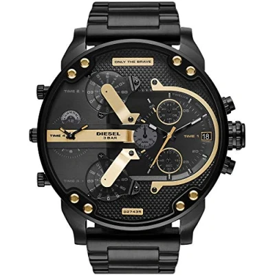 Image of Diesel Watch for Men Mr. Daddy 2.0, Chronograph Movement, 57 mm Black Stainless Steel Case with a Strap, DZ7460