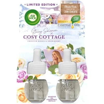 Image of Airwick Plug in Diffuser Twin Refill, Cosy Cottage Frosted Roses &amp; Snowberry, Pack 1 x 19ml, Long Lasting Fragrance, Lasts up to 200 days, Air freshener