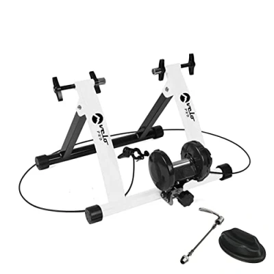 Image of Velo Pro Magnetic Turbo Trainer Variable Resistance Indoor Bike for Road and Mountain Bicycles (White)