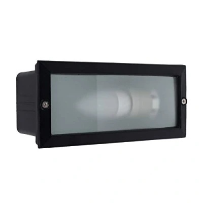 Image of MiniSun Modern Outdoor Black Aluminium &amp; Frosted Glass Brick Light IP54 Rated Complete with 1 x 4w LED ES E27 Bulb