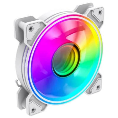Image of GameMax 120mm Infinity Addressable RGB PC Case Fan White, Mirror Center ARGB Light Effect 5V 3pin Motherboard Aura Sync 1200 RPM Power Suitable For Computer Cases &amp; CPU Liquid Coolers