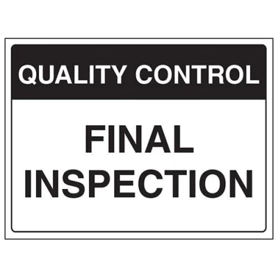 Image of V Safety Quality Control Final Inspection Sign 400mm x 300mm Self Adhesive Vinyl