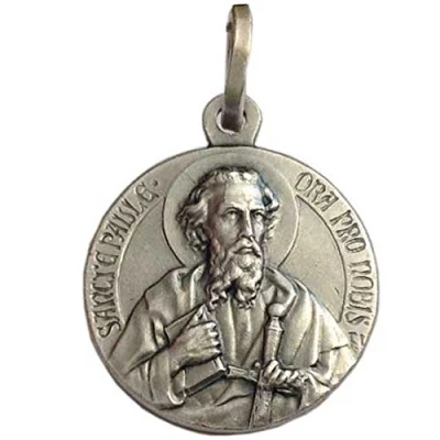 Image of 925 Sterling Silver &quot; Saint Paul The Apostle Medal Patron Saint&#039;s Medals