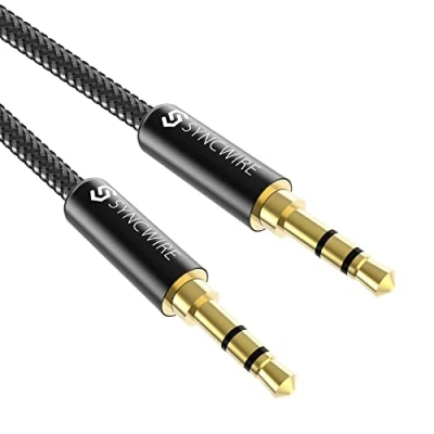 Image of Syncwire Aux Cable 3.5mm 3.3ft/1M Nylon Braided Lead for Car, Headphone, iPhone, iPad, iPod, Samsung, MP3 Player, Smartphone, Echo Dot, Tablet, Home Stereos, Laptop and More Black