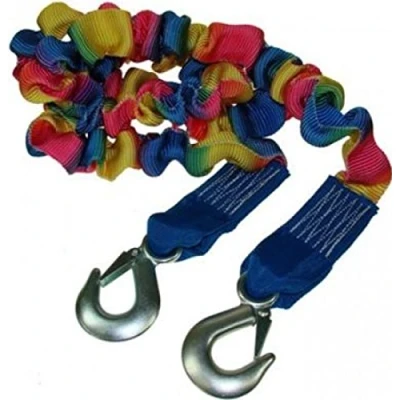 Image of Maypole Heavy Duty 4m Elasticated Tow Strap 3000kg (3 ton) Recovery Rope with Forged Hooks