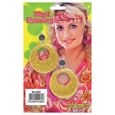 Image of Bristol Novelty BA1082 Gold Mod Glitter Earrings, Womens, One Size