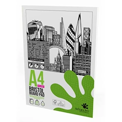 Image of Artgecko Pro White Bristol Board Pad A4 Portrait 20 Sheets 250gsm