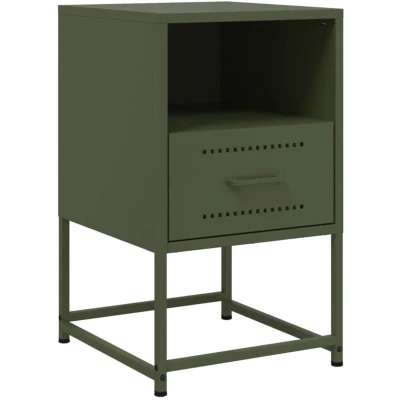 Image of vidaXL Bedside Cabinet Olive Green 36x39x60.5 cm Steel