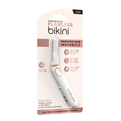 Image of Finishing Touch Flawless Bikini Trimmer &amp; Hair Remover, Shaver Pubic for Women, Dry Use Intimate Razor, Painless Line Removal with LED Light, All Skin Types