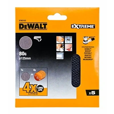 Image of Dewalt DTM3103QZ 125 mm 80G ROS Sand Discs (Pack of 5), DTM3103 QZ