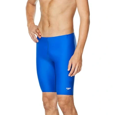Image of Speedo Men&#039;s Powerflex Eco Solid Jammer Swimsuit Short, New Sapphire, 34