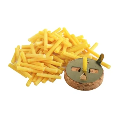 Image of NKlaus 2 Piece Set 1x Wick Holder Cork with 10g Paraffin Yellow Oil Lamp 40735