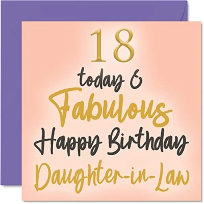 Image of Fabulous 18th Birthday Cards for Daughter In Law 18 Today &amp; Happy Card from Mum Dad Law, Gifts, 145mm x Lovely Greeting Gift