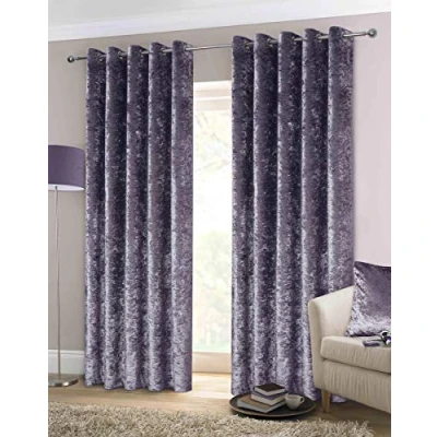 Image of Rapport Home Crushed Velvet Eyelet Curtains, 90&quot; x 108&quot; Amethyst, Polyester, 1 274 229 cm