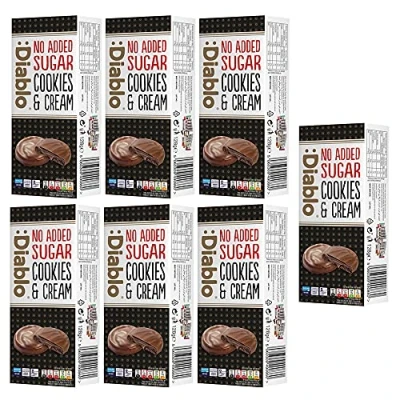 Image of Diablo Dark Cookies with Brownie Filling covered in Chocolate No Added Sugar Sweetened Maltitol Perfect for Gifting 128g (Pack Of 7)