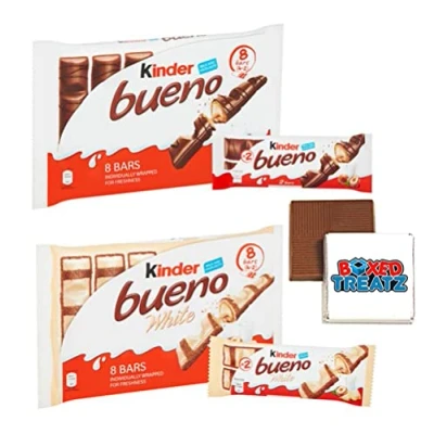 Image of Kinder Bueno Chocolate Bar Variety Pack Milk &amp; White Chocolate, 16 Bars Boxed Treatz