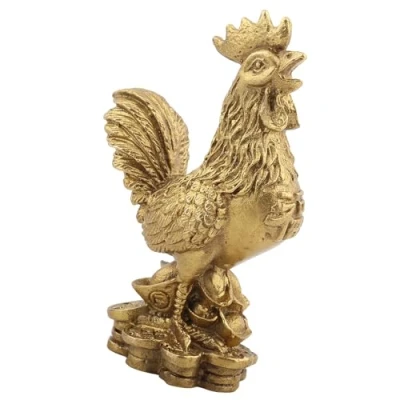 Image of Hilitand Rooster Statue Brass Feng Shui Decoration Meaning Health Wealth Good Luck