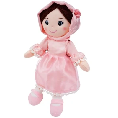 Image of Lullaberry 35cm Snuggle Cutie Aisha Muslim Hijab Doll Soft Cuddly Plush for Girls Huggable Rag Ramadan Gift Pink