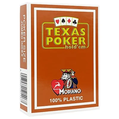 Image of Modiano Brown Texas Poker 100% Plastic Playing Cards, 2 Corner, Jumbo Index