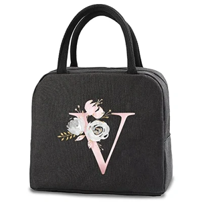 Image of FINDING CASE Insulated Lunch Bag Tote for Women Wide Open Cooler Water Resistant Thermal Leak Proof Organizer Men Girls Children Outdoor Picnic Work (Pink Flower V)